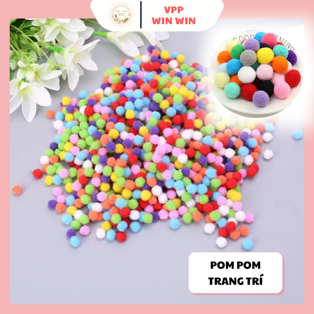 Pom Pom Trang Trí 1cm, 1,5cm Túi 100v Dùng Trang Trí Cây Thông Noel, Pom Pom Làm Đồ Handmade