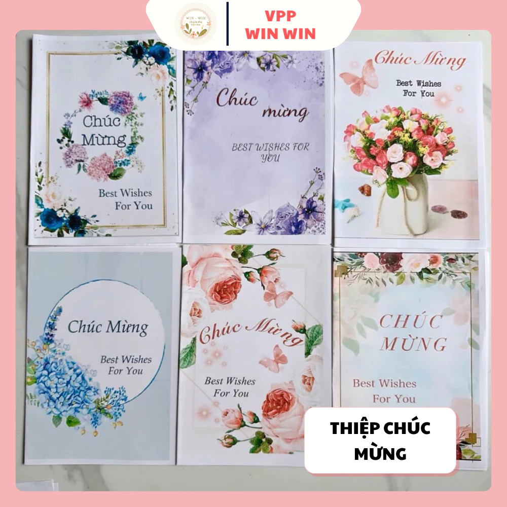 10 cái - Thiệp Chúc Mừng Kèm Bao Thư Không Chủ Đề Thích Hợp Cho Mọi Dịp Lễ