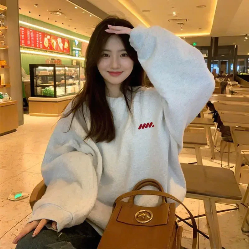 Áo Nỉ Bông Cừu Oversize Nữ Form Rộng Tay Dài Áo Sweater Basic Hàn Quốc Unisex Giữ Ấm Hot Trend