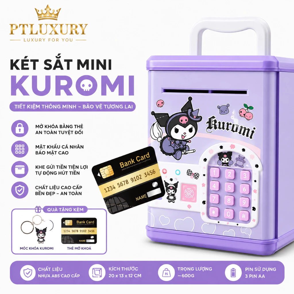 [ Hỏa Tốc ] Két sắt mini tiết kiệm tiền sử dụng vân tay thông minh cho bé dễ sử dụng