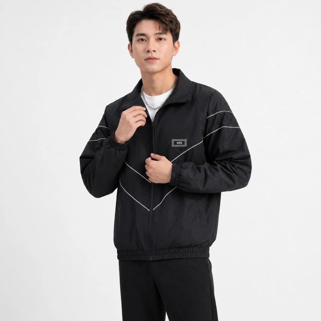 Áo Khoác Gió Unisex 2 Lớp WZS Viền Phản Quang Bo Chun Tay Dây Rút Vải Dù Chống Nắng - FAGU
