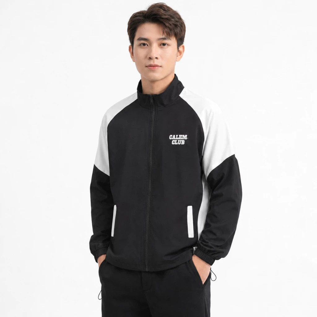 Áo Khoác Gió Unisex 2 Lớp Clem Bo Chun Tay Khóa Kéo Phao Vải Dù Chống Nắng Cản Gió Form Rộng- FAGU