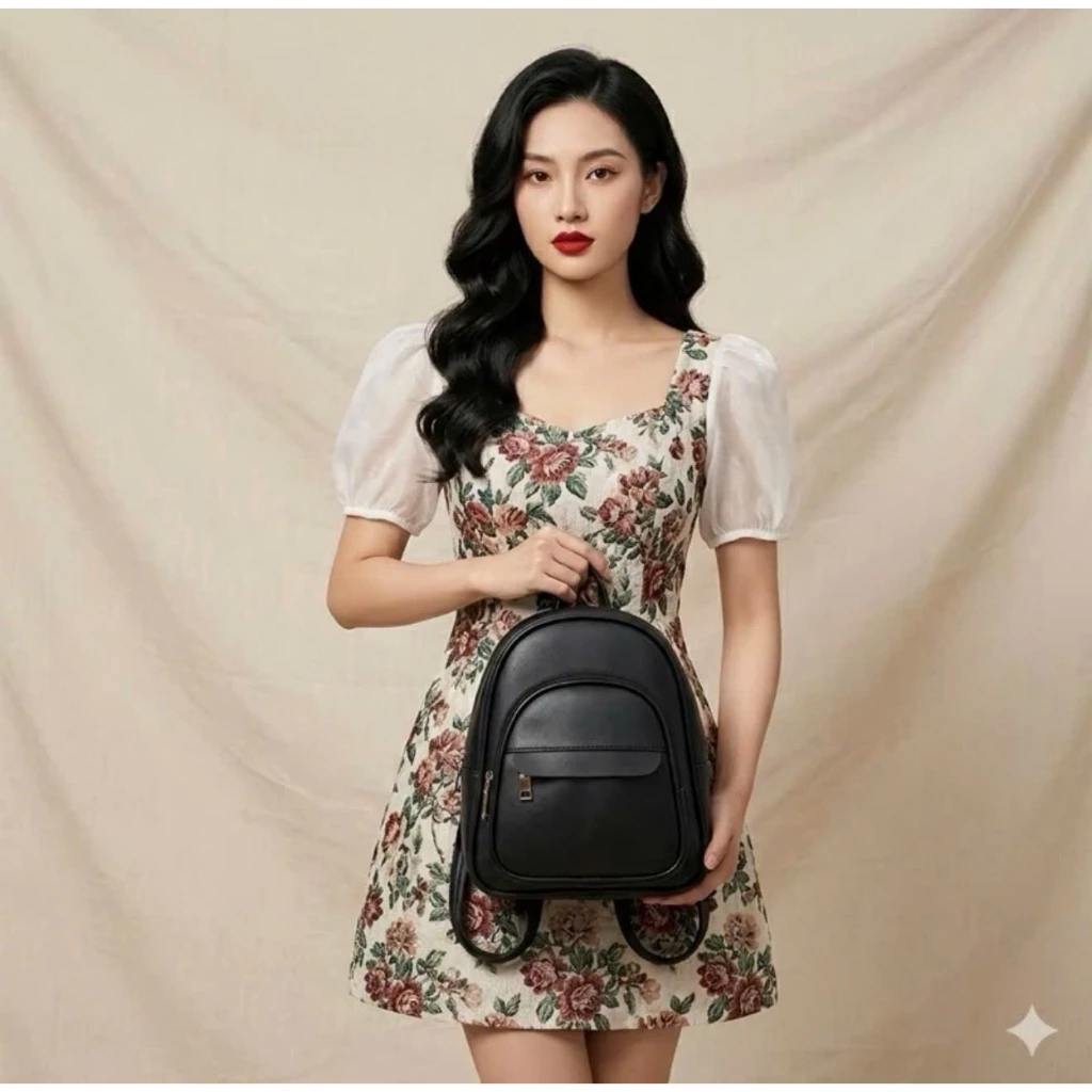 Balo nữ balo đi học thời trang đẹp da trơn size 26 BABUMAP - BL001