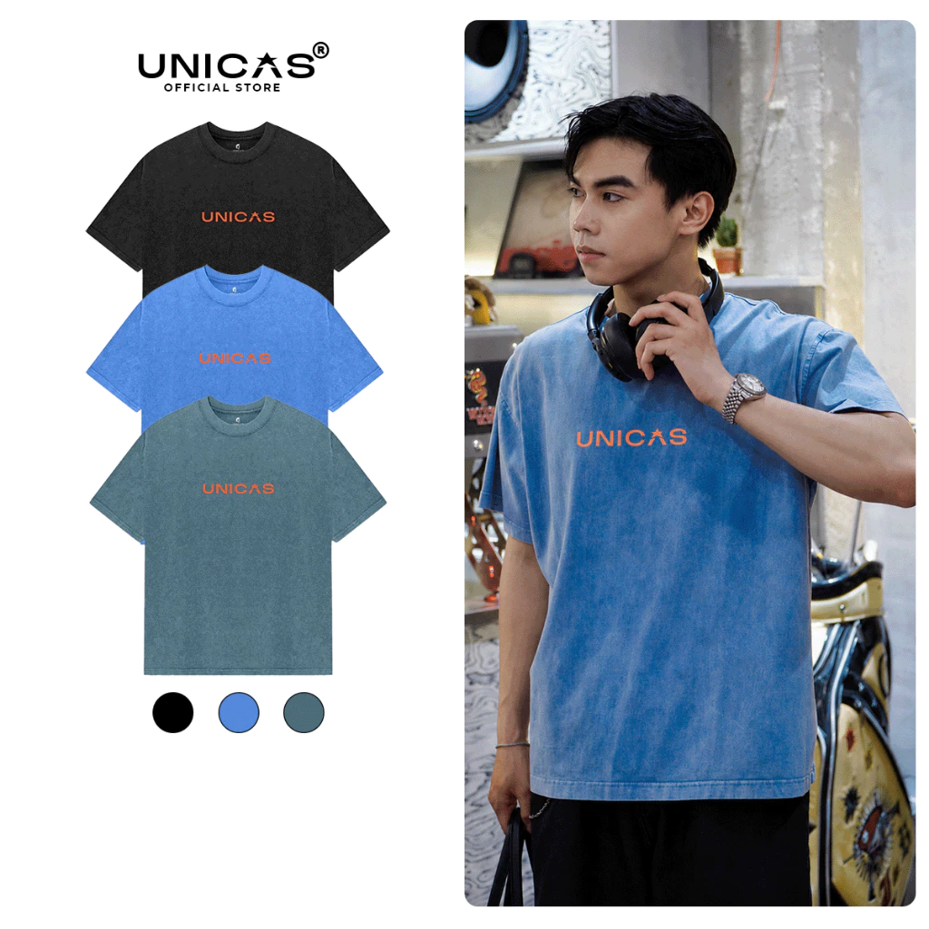 Áo Thun Wash UNICAS Form Oversized 100% Cotton Mềm Mát, Mặc Cực Chill Phối Đẹp Mọi Outfit