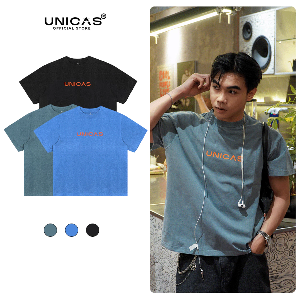 Áo Thun Wash Unisex UNICAS Form Boxy 100% Cotton Street Vibe Che Khuyết Điểm Không Kén Dáng