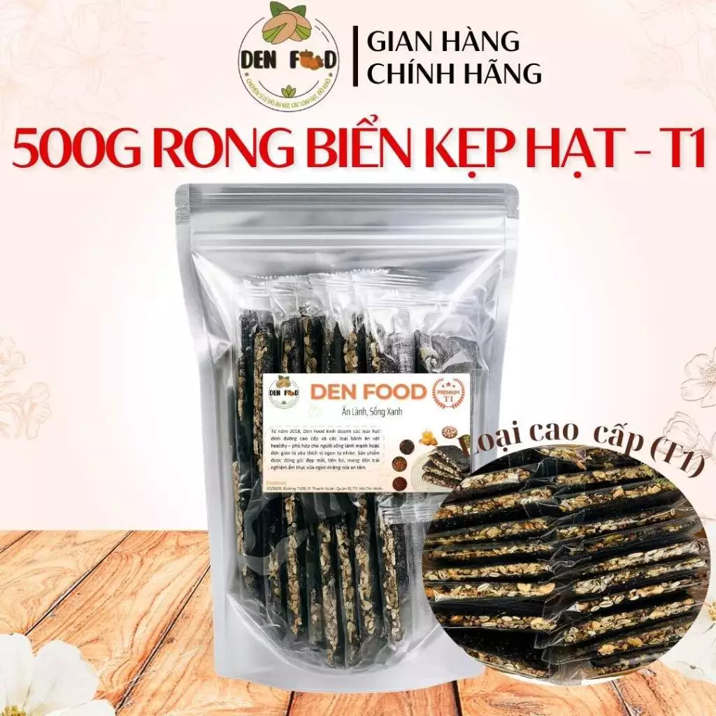 1kg Rong biển kẹp hạt dinh dưỡng siêu hạt Denfood - Snack rong biển Eat clean,ăn kiêng, heathy