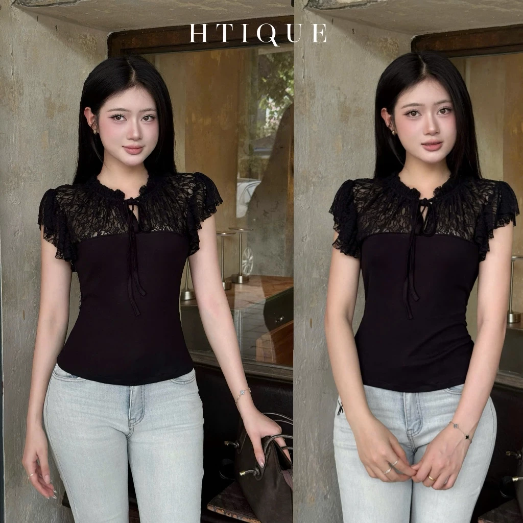 HTIQUE - Ra mắt mẫu mới áo zip phối lưới cao cổ quyền lực quyến rũ, Áo Thun zip đen sang chảnh quý phái AK05