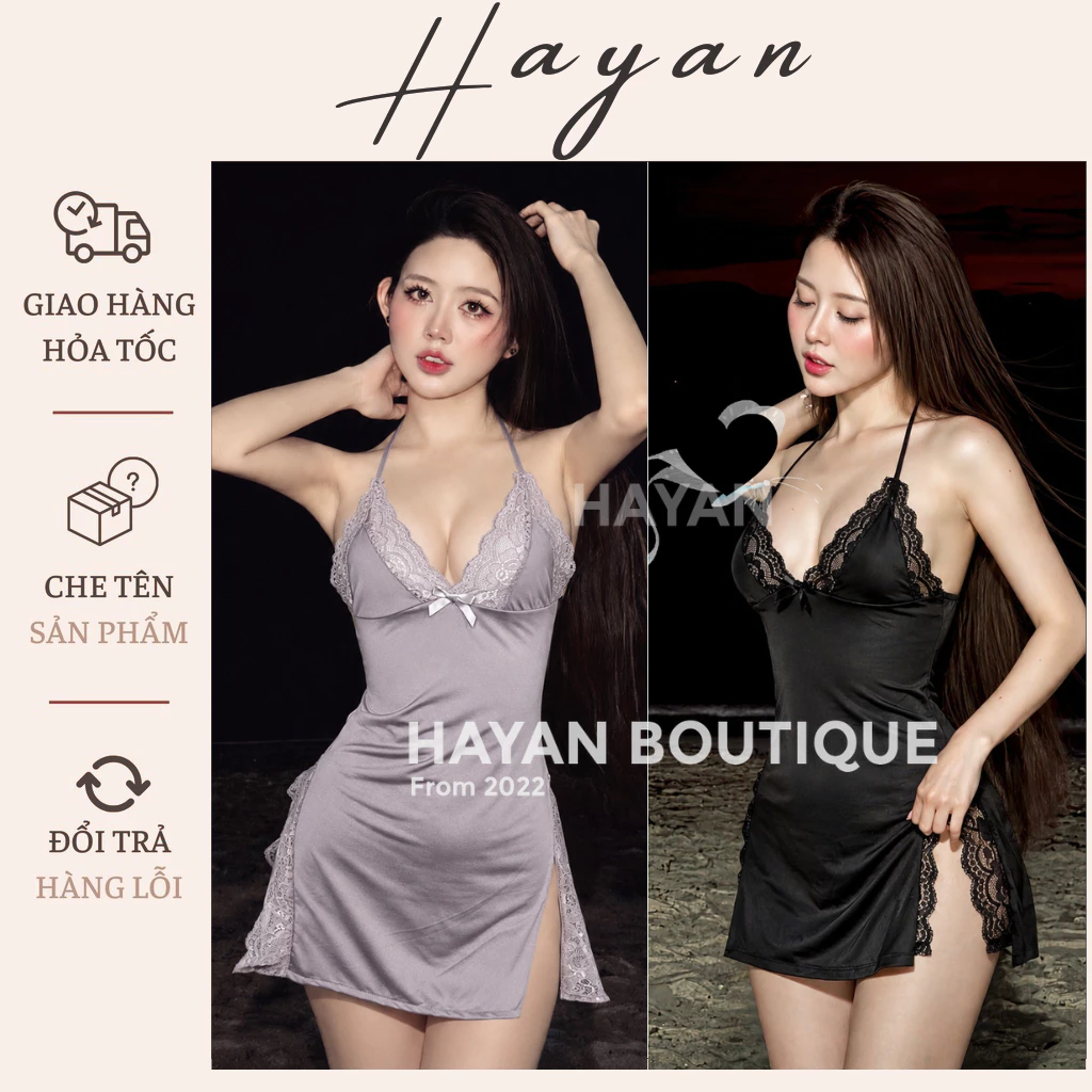 HT176 Váy ngủ cotton co dãn xẻ hông tôn dáng,đồ ngủ nữ dễ thương gợi cảm HT176