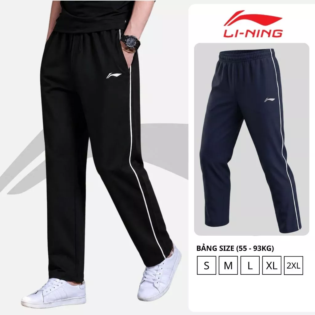 Quần dài nam TL01 Li-Ning, Quần nỉ nam vải thể thao co giãn cao cấp, chống nhăn, dày dặn