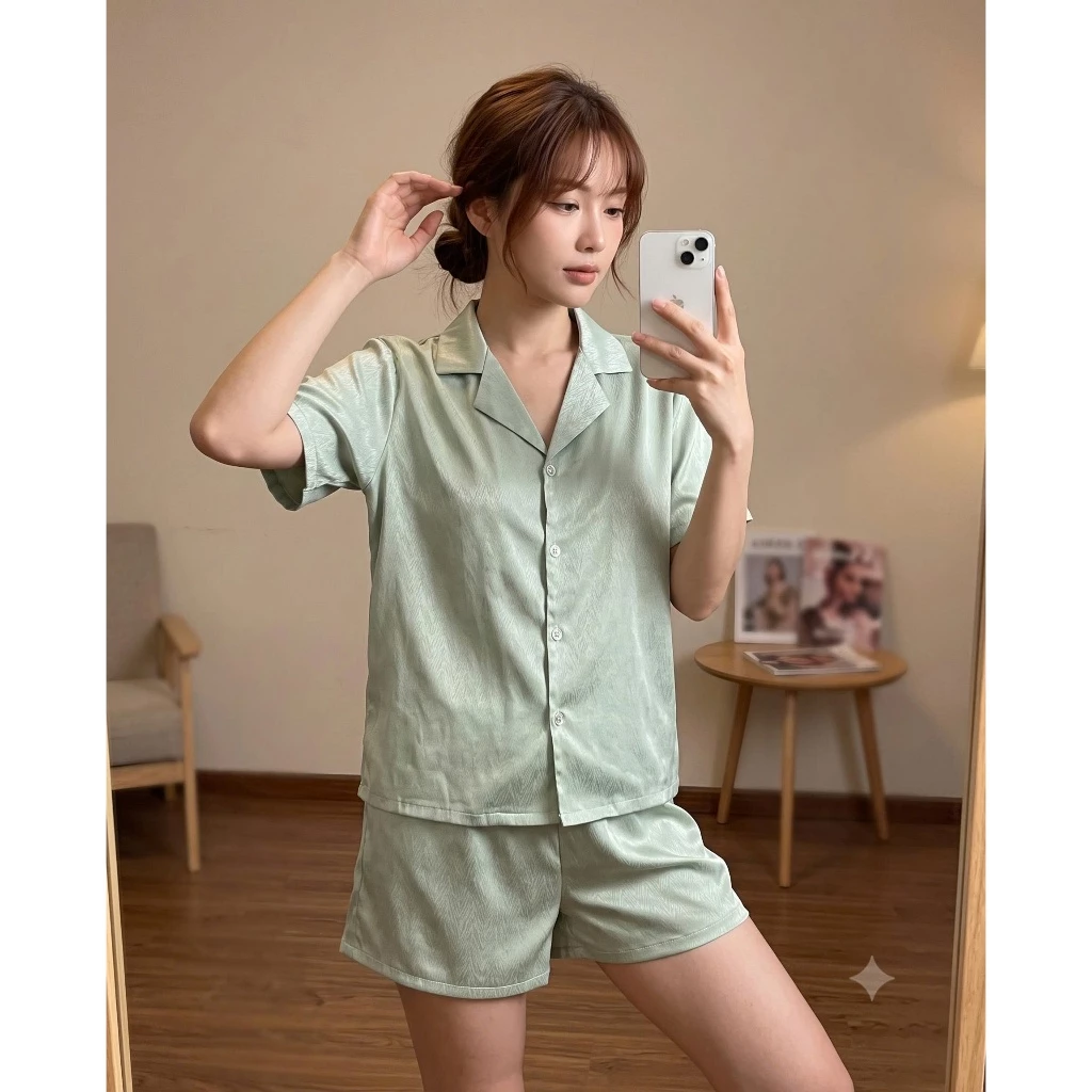 🔥 Bộ Lụa Xước Nữ Cao Cấp 🔥 Mềm Mịn - Không Nhăn - Mặc Nhà Siêu Xinh 💕