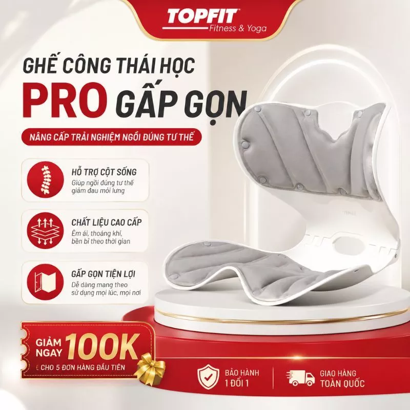 Ghế Chỉnh Dáng Công Thái Học Gấp Gọn TOPBODY - Hỗ Trợ Cột Sống, Chống Gù Lưng, Giảm Đau Mỏi Vai Gáy - GHETH02