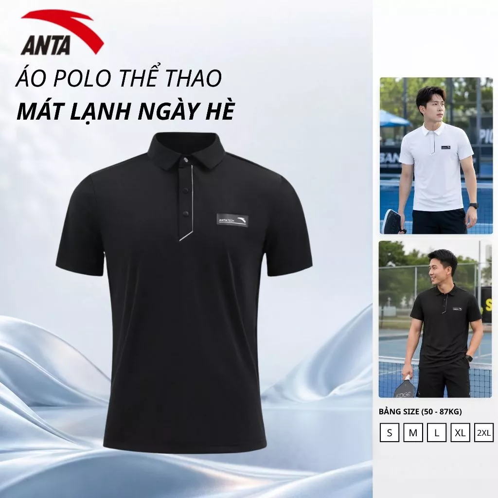 Áo polo nam ANTA 2M cao cấp, Áo nam cổ bẻ vải thể thao co giãn mềm mịn thoáng khí thấm hút Mã APLQ101