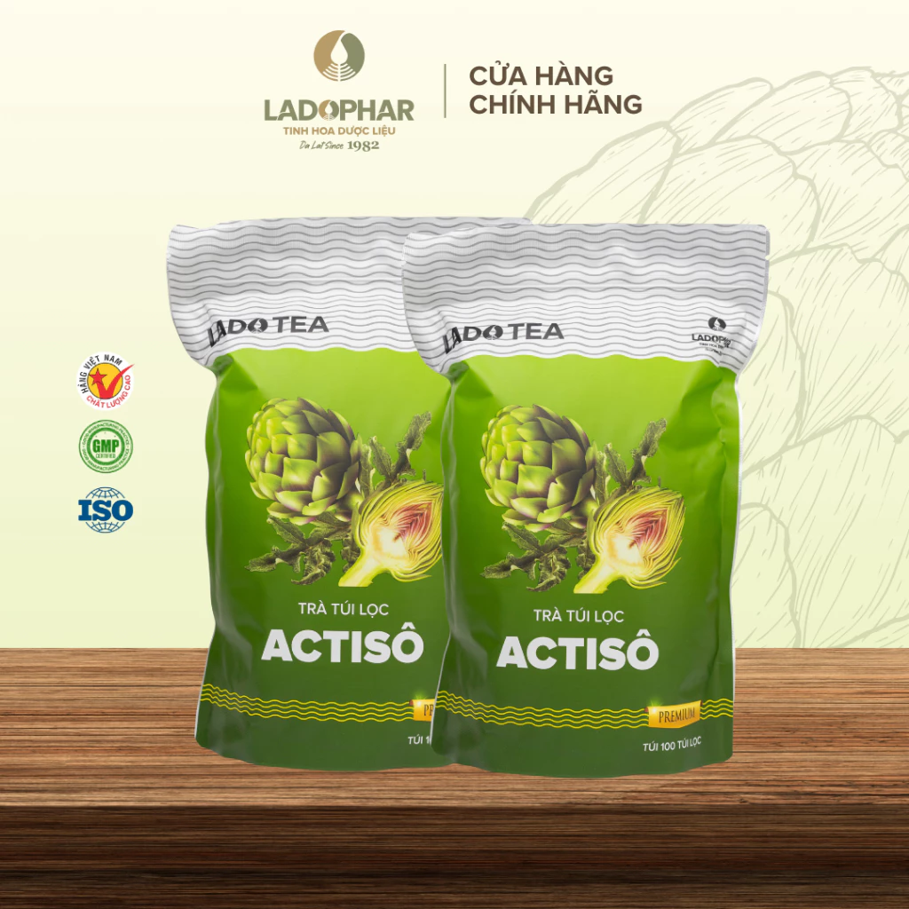 [COMBO 2] Trà Túi Lọc Actiso Ladophar thải độc, bảo vệ Gan và thanh lọc cơ thể (100 túi lọc) - Ladophar