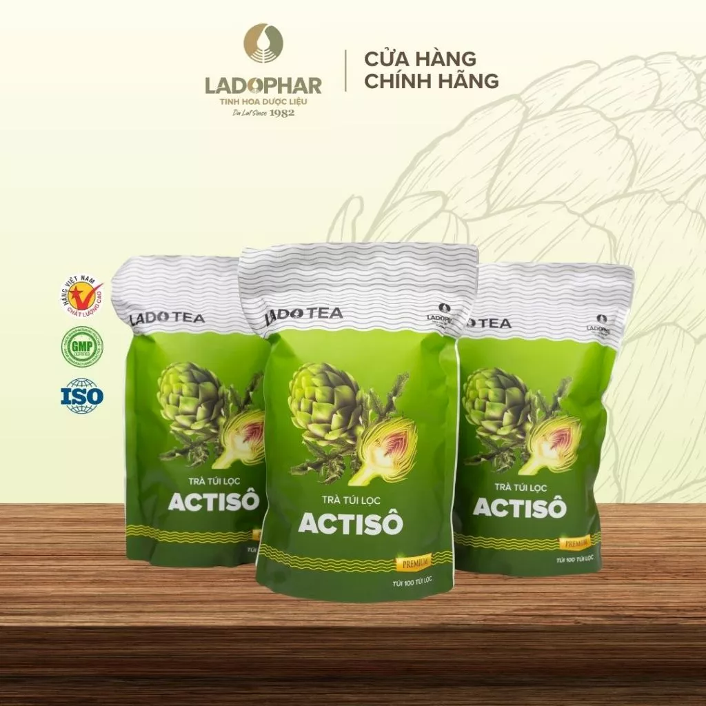 [COMBO 3] Trà Túi Lọc Actiso Ladophar thải độc, bảo vệ Gan và thanh lọc cơ thể (100 túi lọc) - Ladophar