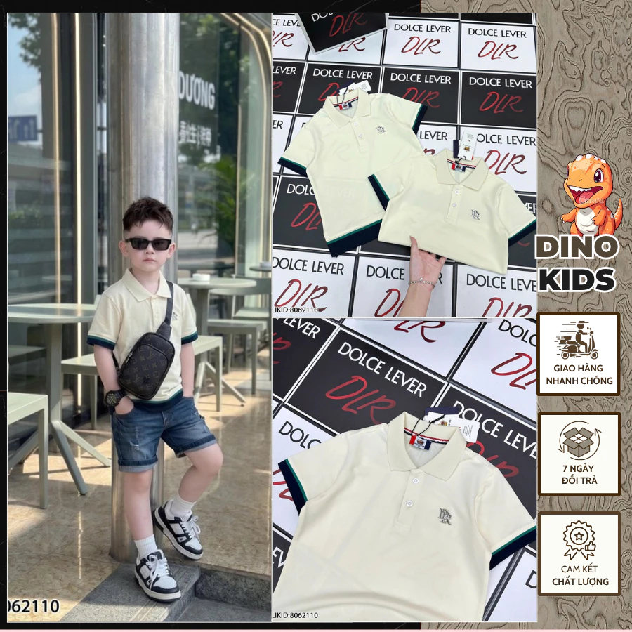 Áo Polo Bé Trai Màu Be Thêu Logo Sắt Mới Nhất_ Áo Polo Cho Bé Chất Cotton Co Dãn