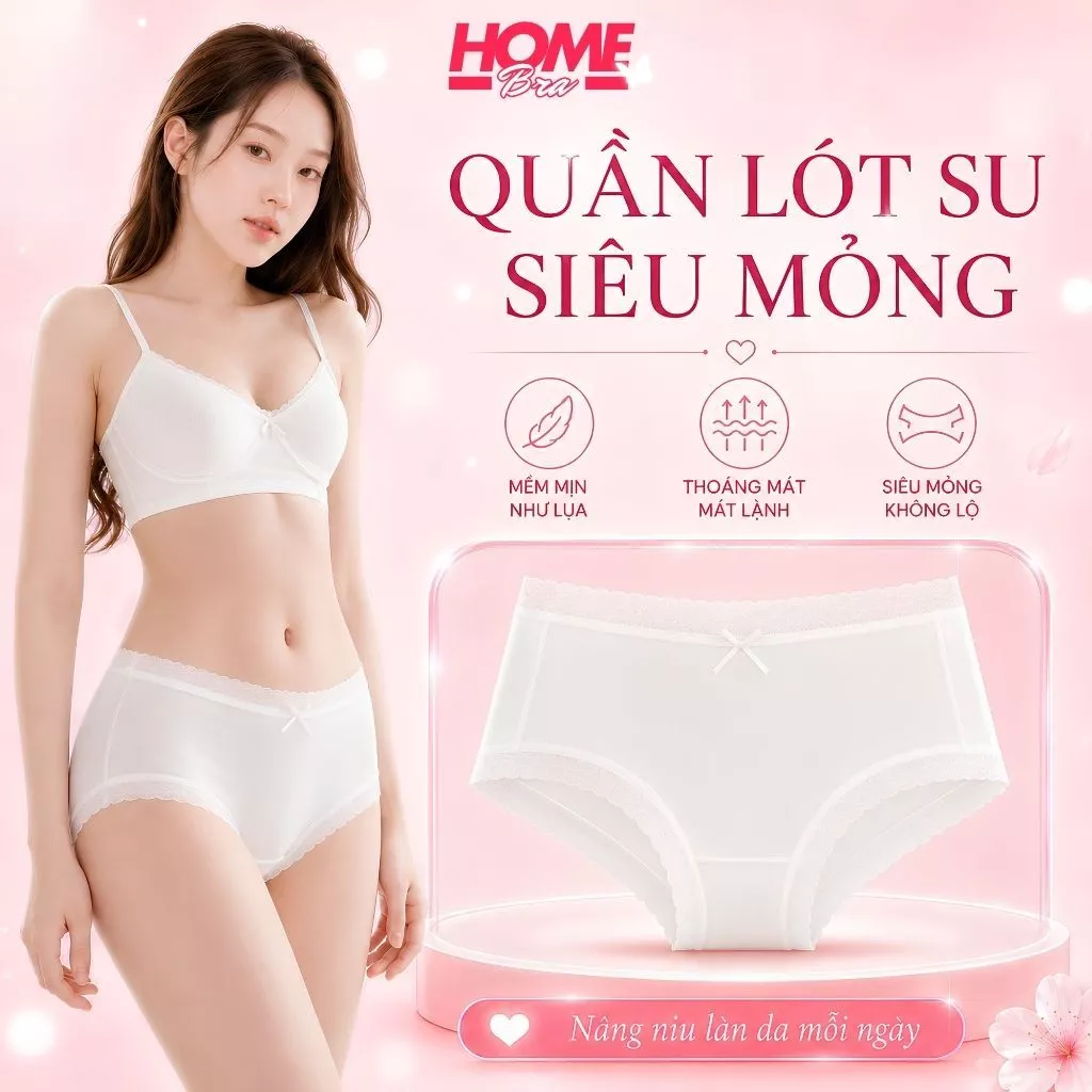 Quần lót nữ lụa băng đúc su thun lạnh mềm mịn thoáng mát, Quần chíp nữ phối ren kháng khuẩn L369
