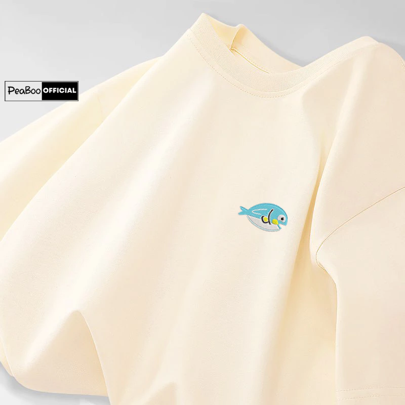 Áo Thun THÊU, Áo Phông Thêu BST04 By PEABOO Chất Cotton Thoáng Mát Form Rộng Tay Lỡ Cho Nam Nữ Phong Cách Unisex