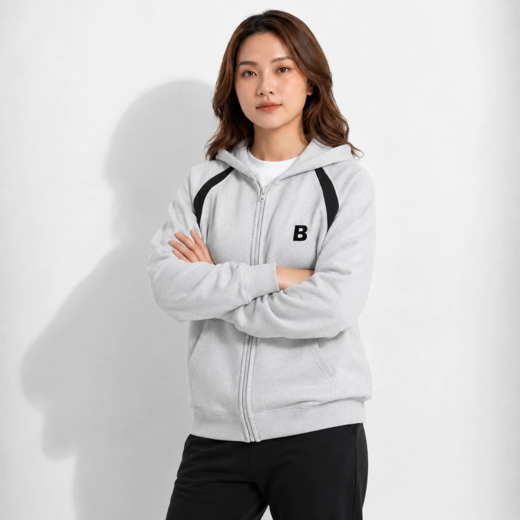 Áo Khoác Hoodie Zip Nữ BELLY Tay Phồng Nón Rộng 2 Lớp Vải Nỉ Chính Dày Dặn Chống Nắng - FAGU