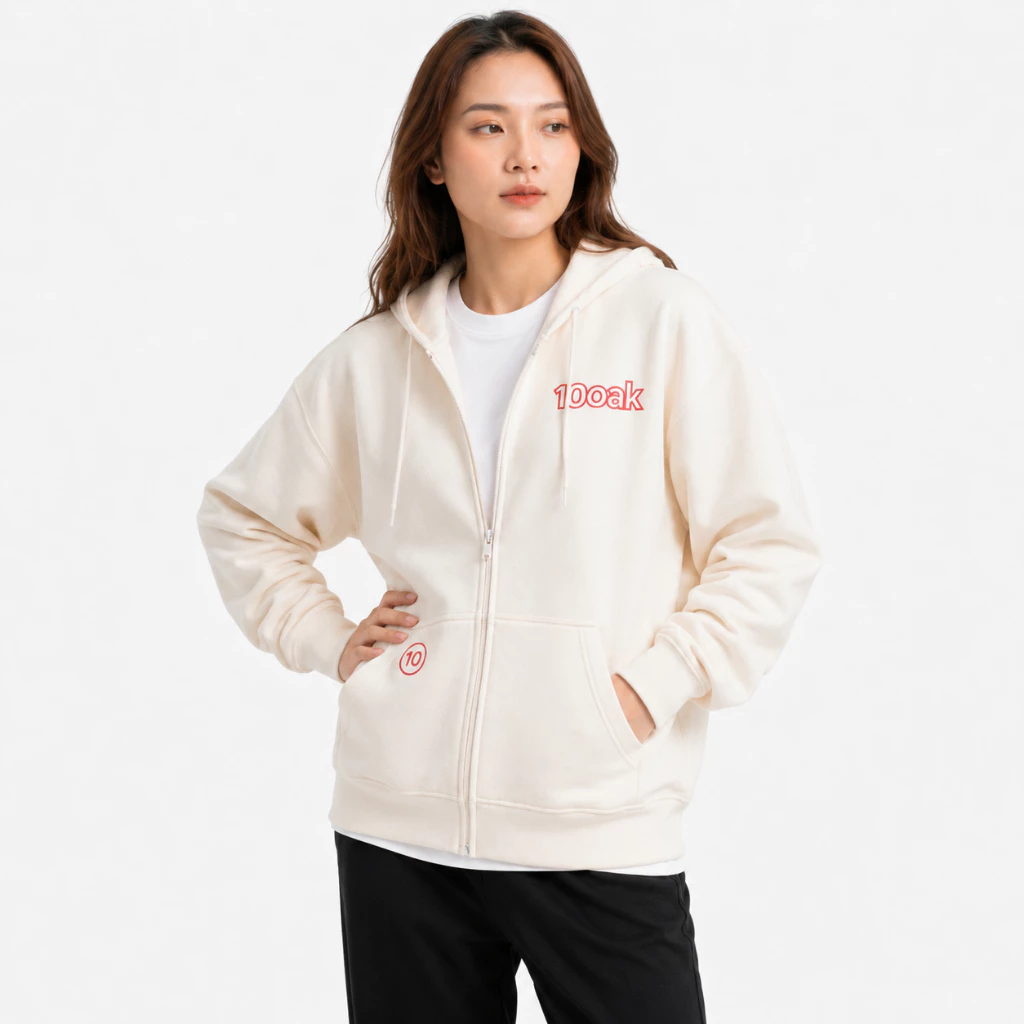 Áo Khoác Hoodie Zip Nữ 10oaK Tay Phồng Nón Rộng 2 Lớp Vải Nỉ Dày Dặn Chống Nắng - FAGU