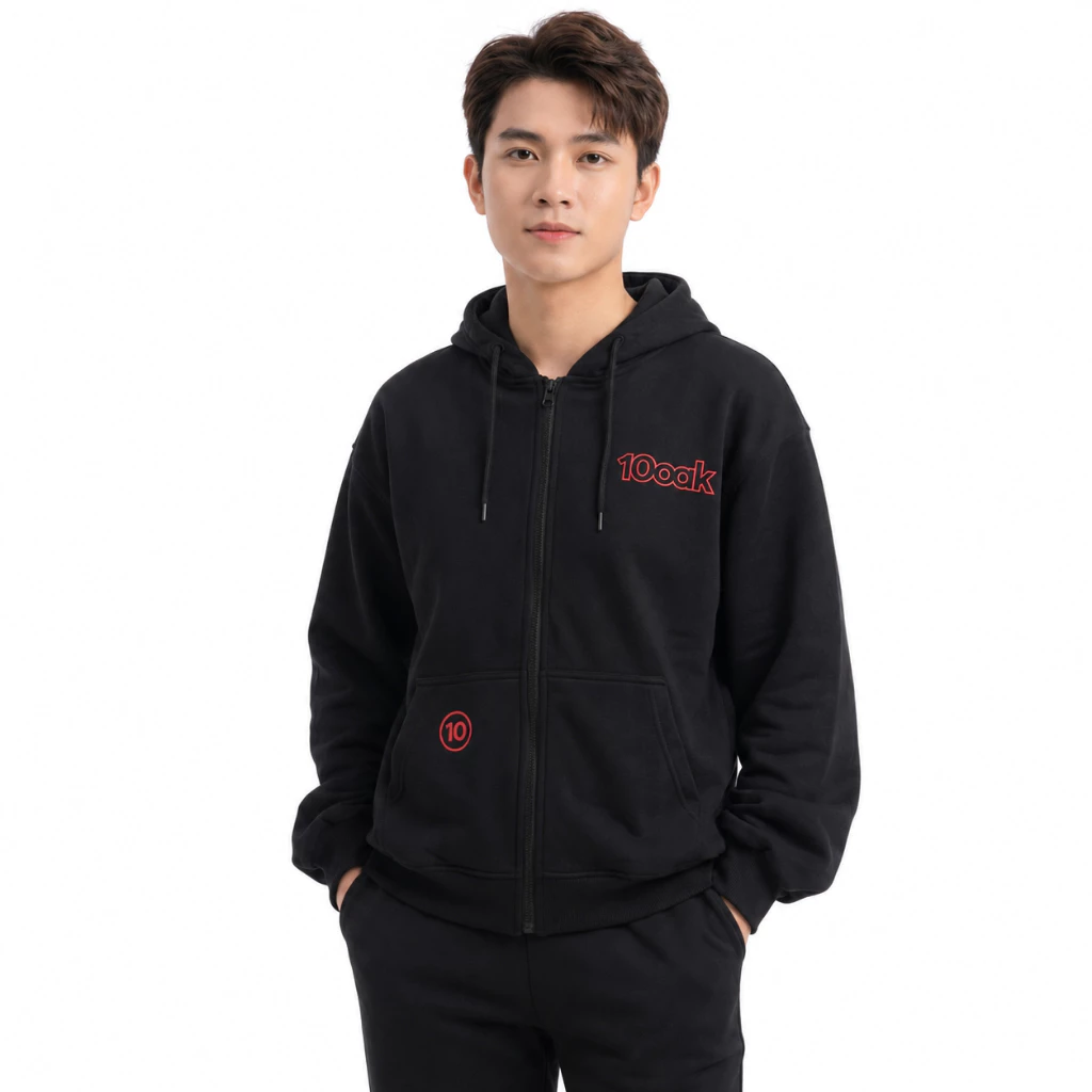 Áo Khoác Hoodie Zip Nam 10oaK Tay Phồng Nón Rộng 2 Lớp Vải Nỉ Dày Dặn Chống Nắng - FAGU