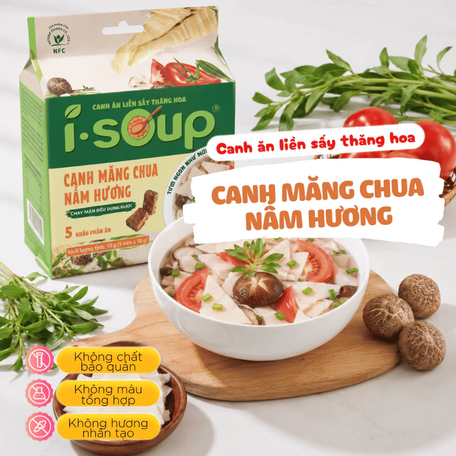 Canh I.Soup Canh Măng Chua Nấm Hương túi 5 viên_ túi 50gr