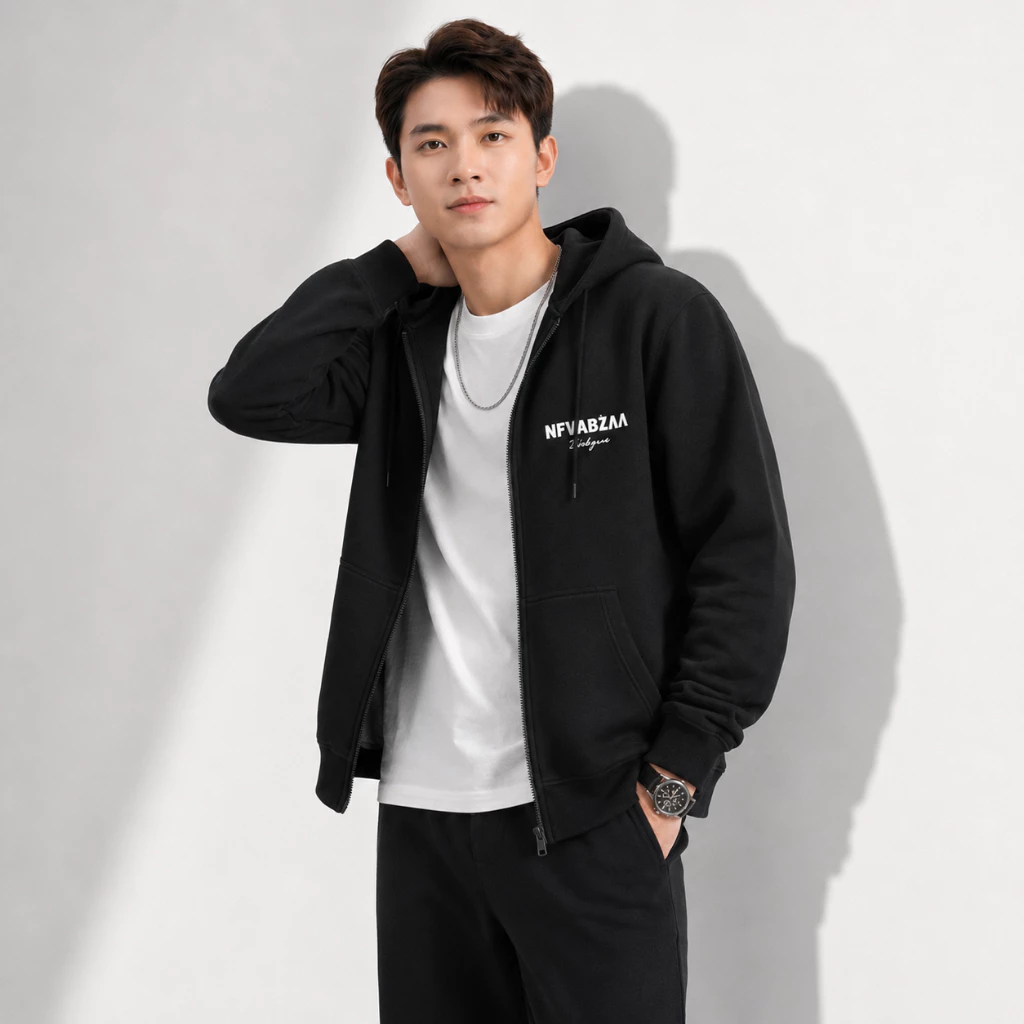 Áo Khoác Hoodie Zip Nam Vabzaa Tay Phồng Nón Rộng 2 Lớp Vải Nỉ Dày Dặn Chống Nắng - FAGU