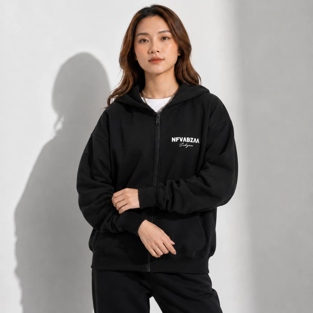 Áo Khoác Hoodie Zip Nữ Vabzaa Tay Phồng Nón Rộng 2 Lớp Vải Nỉ Chính Dày Dặn Chống Nắng - FAGU