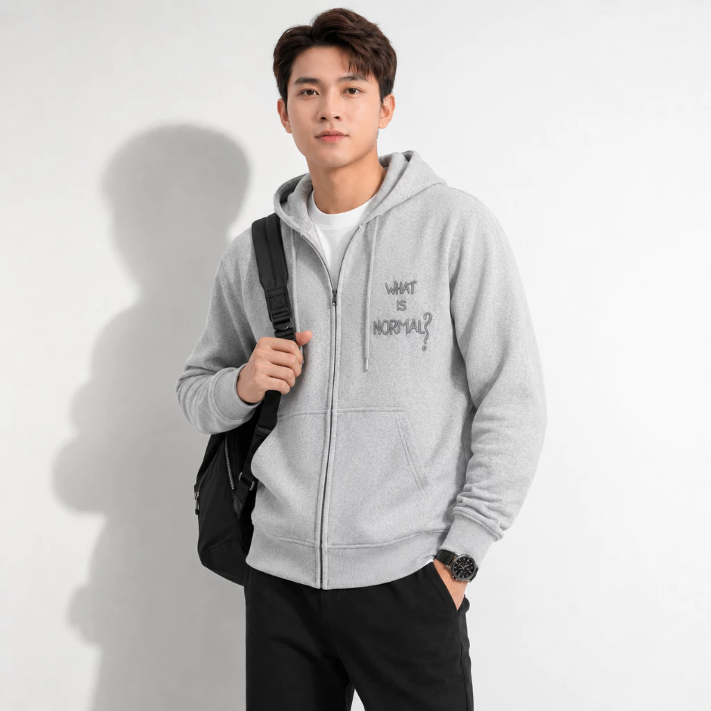 Áo Khoác Hoodie Zip Nam Normal Tay Phồng Nón Rộng 2 Lớp Vải Nỉ Dày Dặn Chống Nắng - FAGU