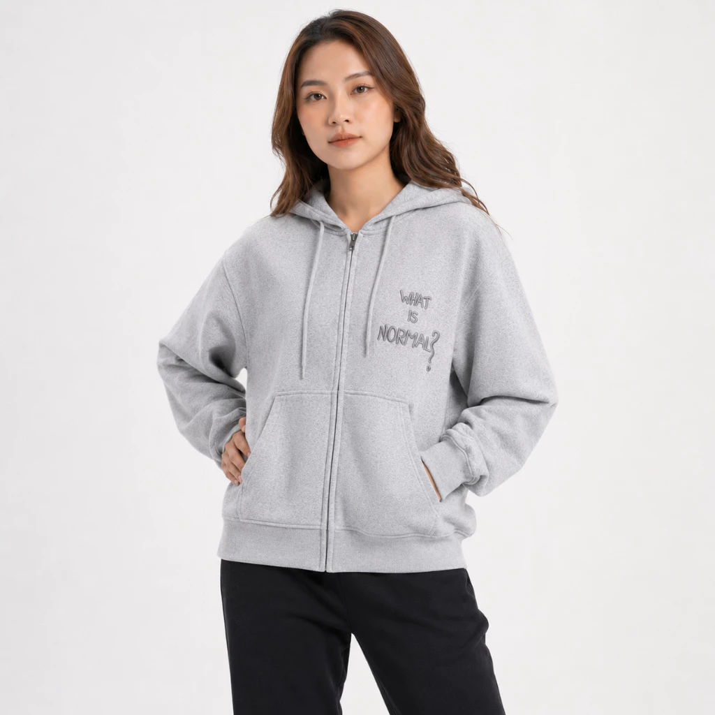 Áo Khoác Hoodie Zip Nữ Normal Tay Phồng Nón Rộng 2 Lớp Vải Nỉ Chính Dày Dặn Chống Nắng - FAGU