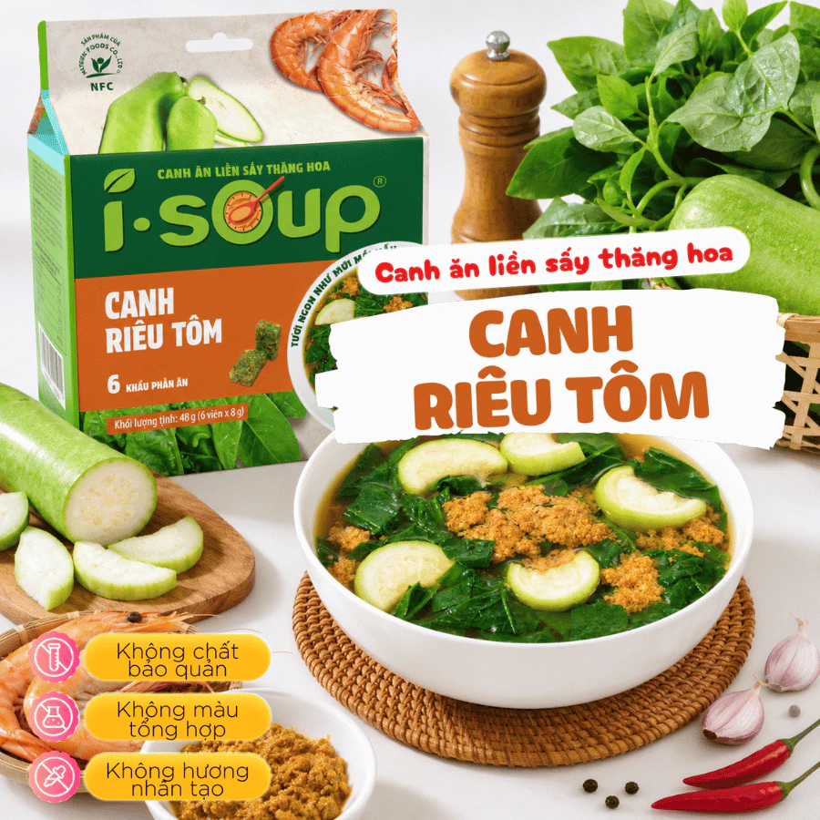 Canh Riêu Tôm Ăn Liền I-Soup 42g (túi 06 viên)- Viên Súp Sấy Thăng Hoa