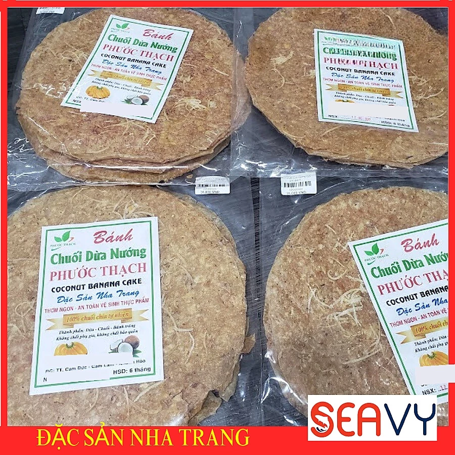 Bánh Chuối Dừa Nướng 200g Đặc Sản Nha Trang, Bánh Chuối Dừa Dai Thơm Ít Ngọt Béo Nhẹ Ăn Vặt Làm Quà