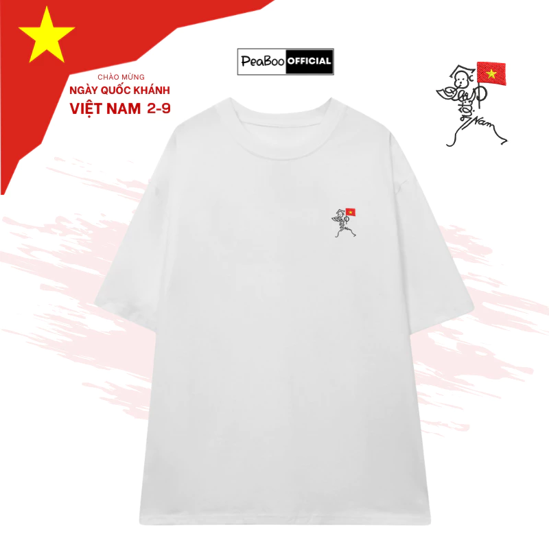Áo Thun THÊU, Áo Phông Thêu Be The Light By PEABOO Chất Cotton Thoáng Mát Form Rộng Tay Lỡ Cho Nam Nữ Phong Cách Unisex