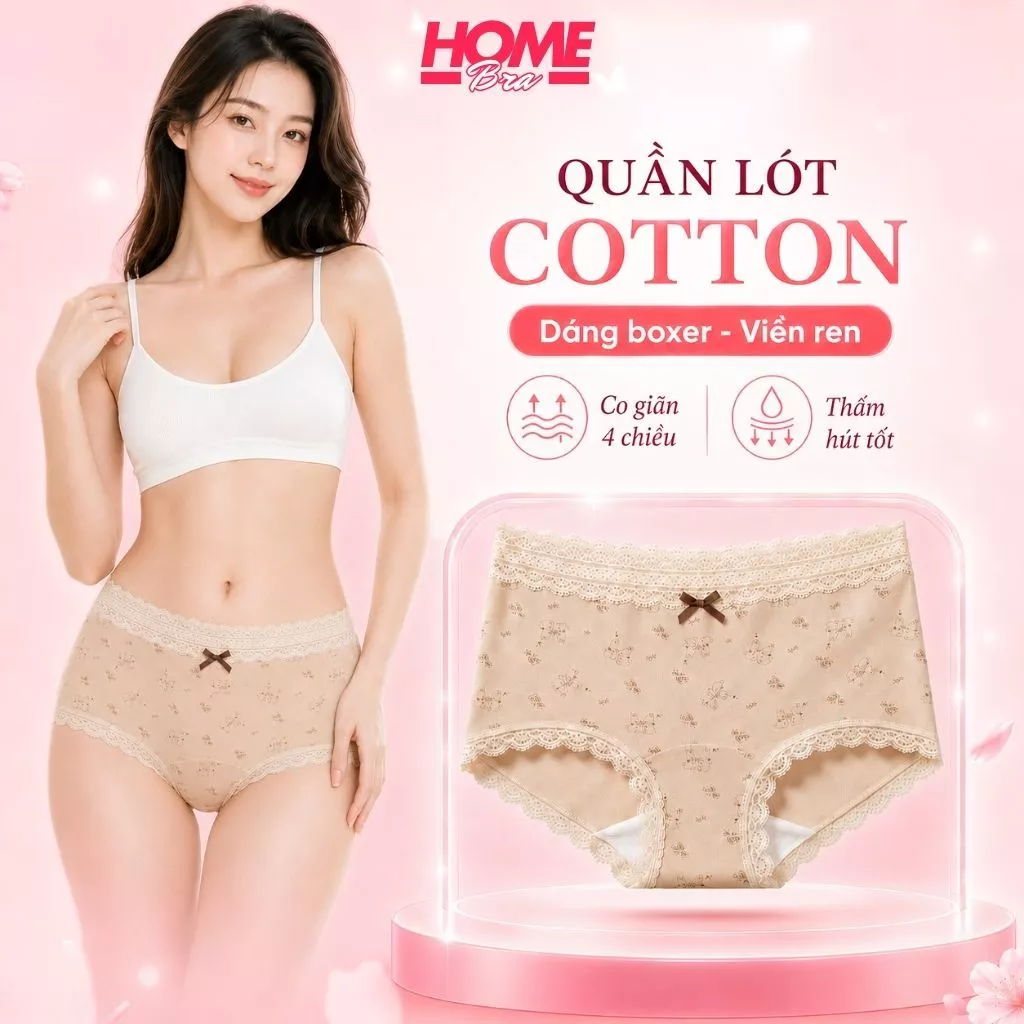 [ XẢ KHO ] Quần lót nữ dáng boxer cotton cao cấp co giãn đáy lót dài che chắn thoải mái họa tiết cổ điển L5918