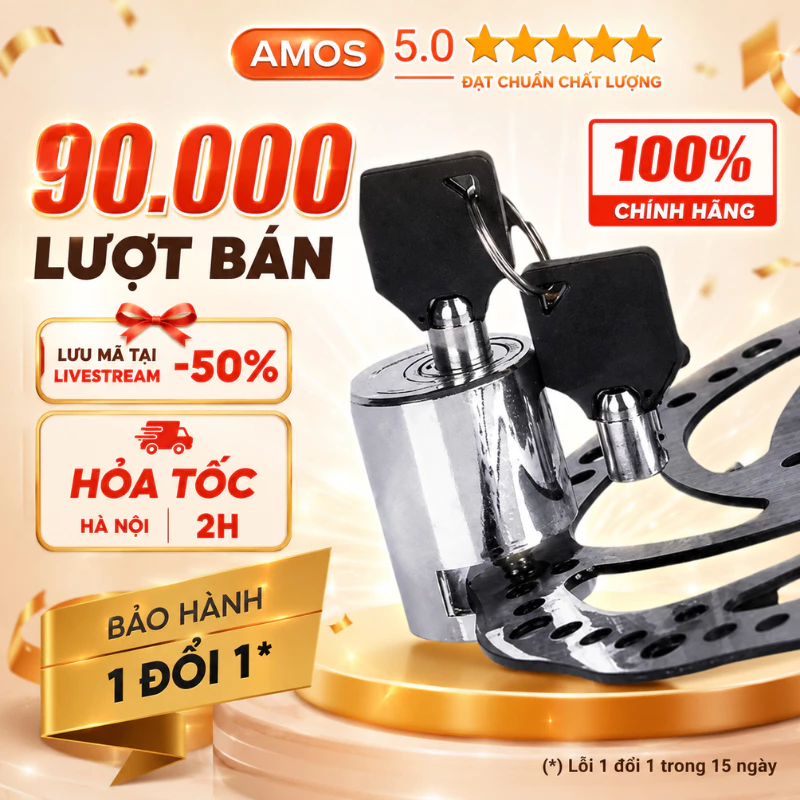 (CHÍNH HÃNG) Khóa phanh đĩa xe máy AMOS chống trộm chất liệu thép nguyên khối thiết kế thông minh an toàn tuyệt đối