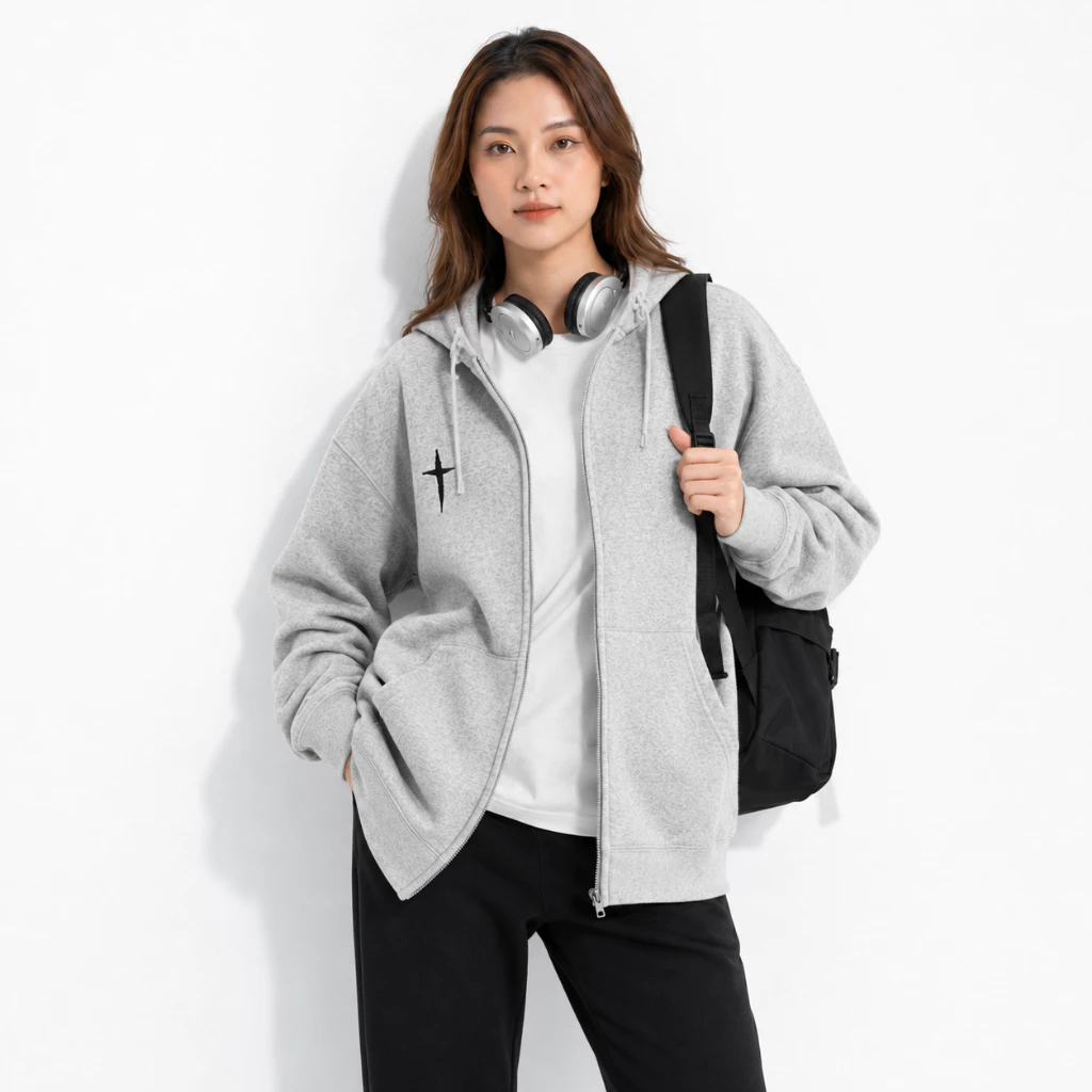 Áo Khoác Hoodie Zip Nữ Lovesand Tay Phồng Nón Rộng 2 Lớp Vải Nỉ Chính Dày Dặn Chống Nắng - FAGU