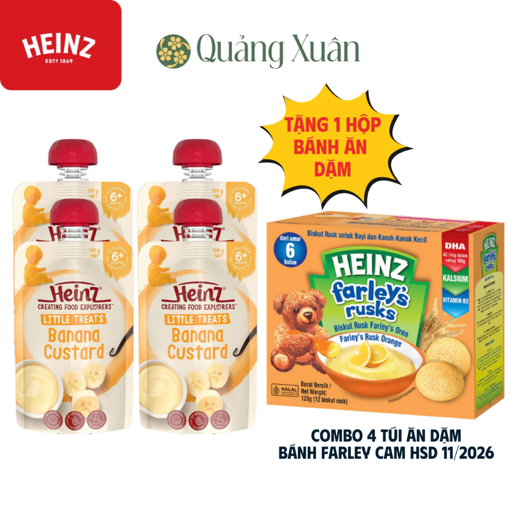 [HSD: 05/2027] Túi Custard Chuối HEINZ 120g  [váng sữa Heinz]