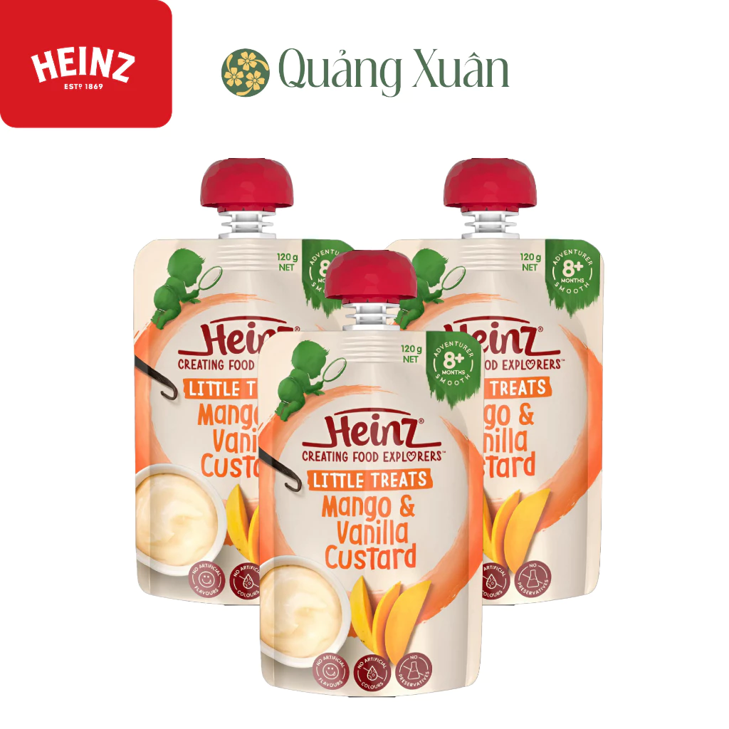 [HSD: 04/2027] Túi Custard Xoài Và Vani HEINZ  120g 8+ Úc [váng sữa Heinz]
