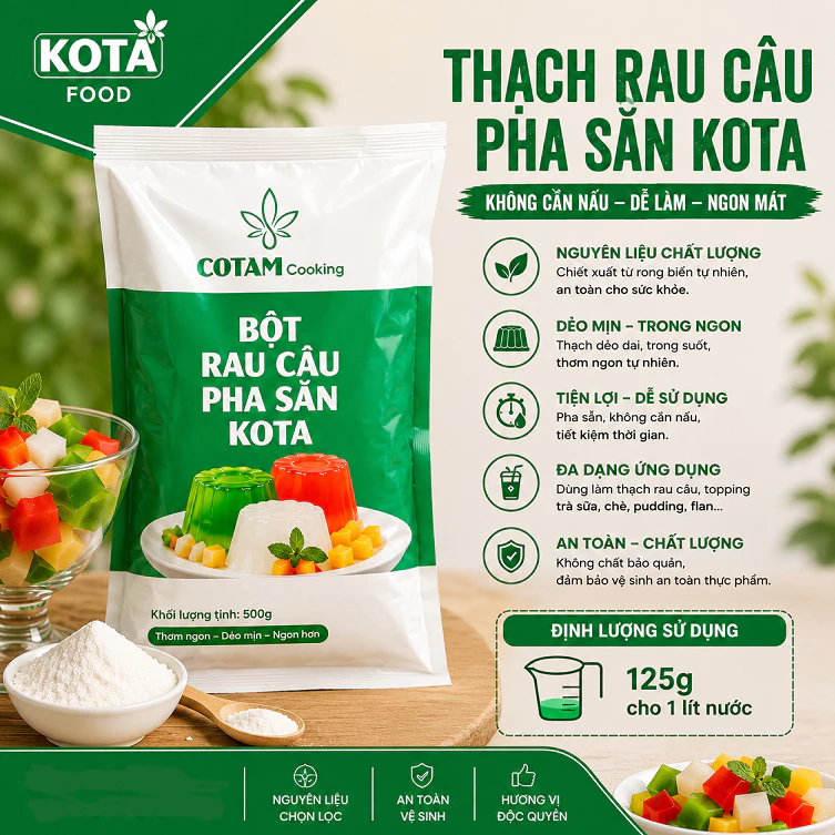 Bột thạch rau câu pha sẵn KOTA gói 500g
