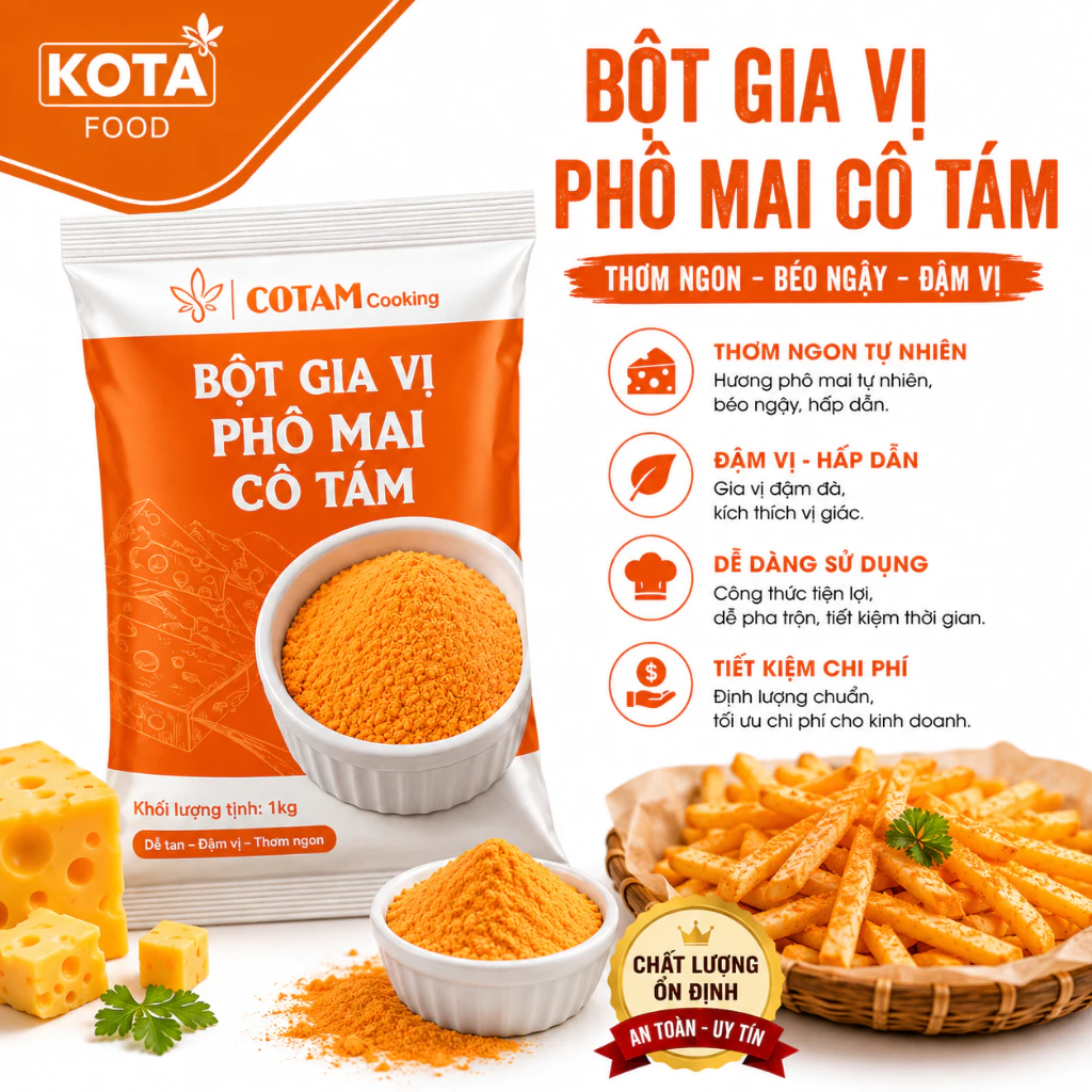 Bột Gia Vị Phô Mai Cô Tám - Túi 1kg
