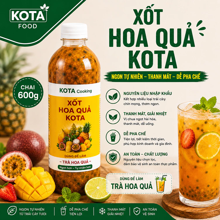 Syrup hoa quả cô đặc KOTA  trong lượng 600G