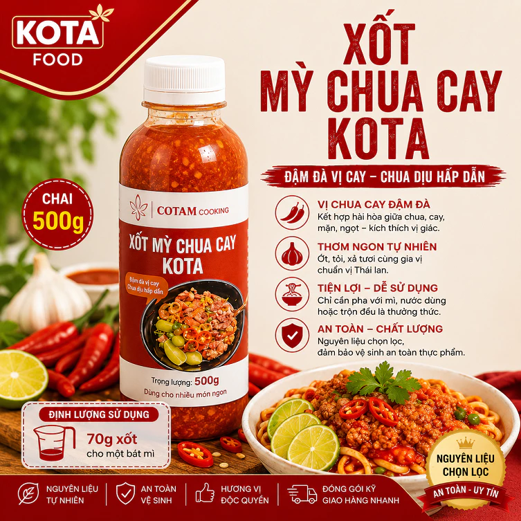 Xốt Mỳ Chua Cay Cô Tám (Chai 500G)