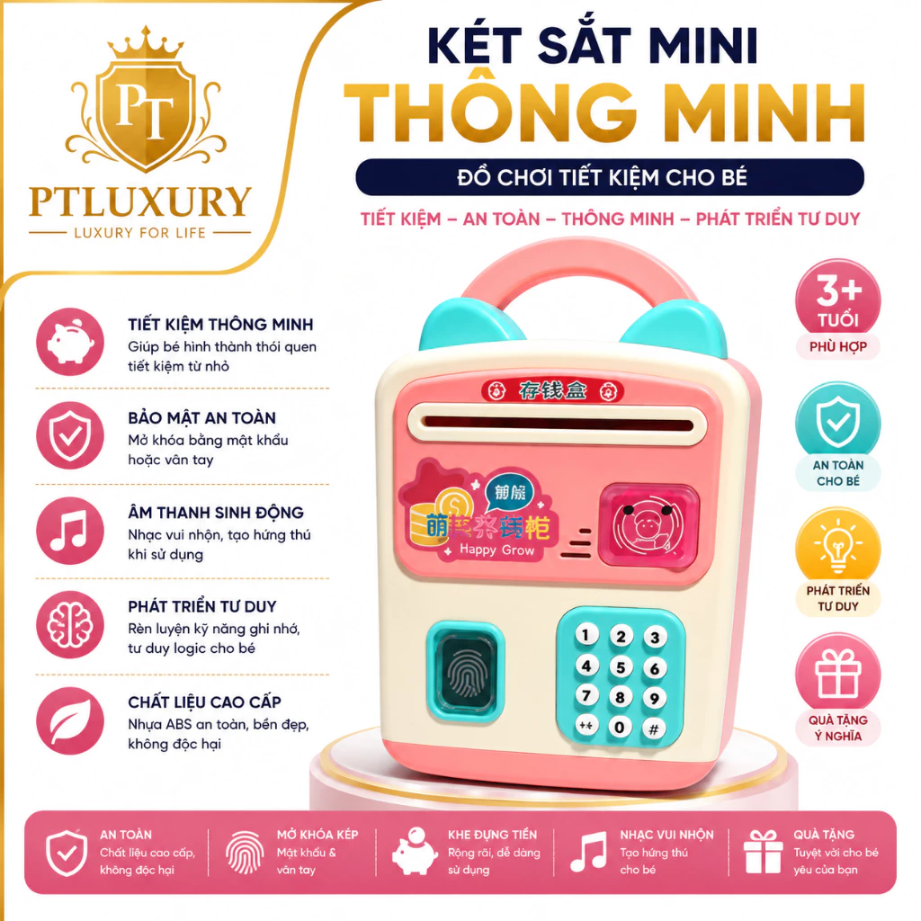 Két sắt mini cho bé PTLUXURY sử dụng vân tay thông minh bé dễ dàng sử dụng