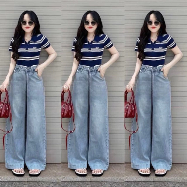 Quần jean suông hottrend gấu to, quần jean bò dày dặn trẻ trung cho nữ