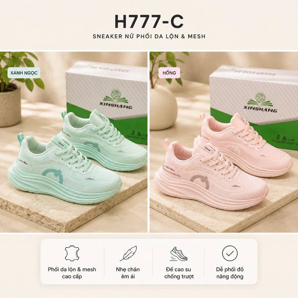 [ Hàng Sẵn ] Giày thể thao đa dụng H777C 2 màu xanh hồng