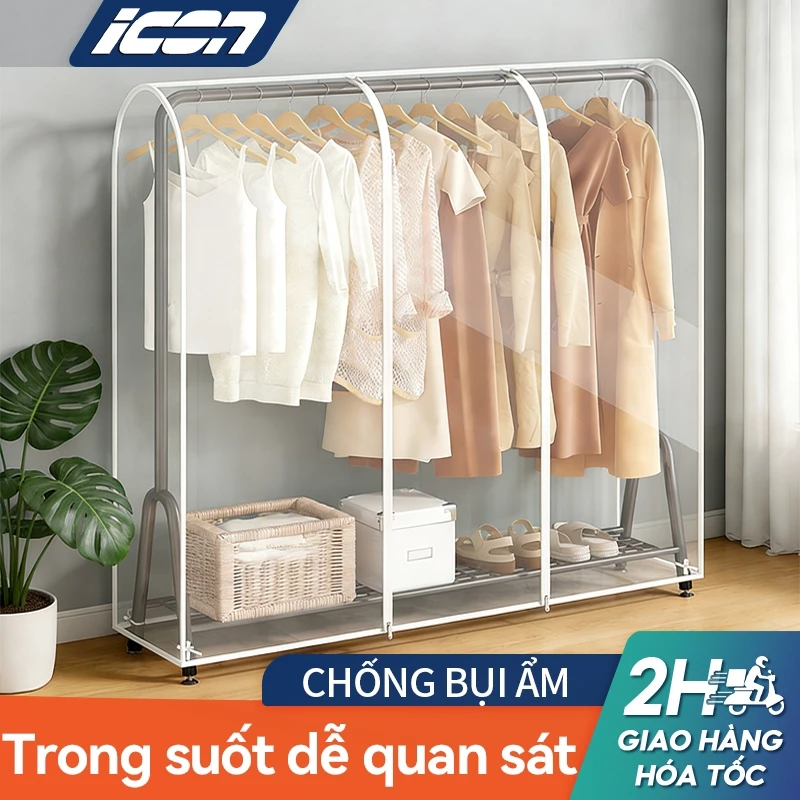 Vỏ Bọc Giá Treo ICON - Thiết Kế Kín & Trong Suốt, Chống Bụi Ẩm Hiệu Quả, Dễ Dàng Quan Sát Quần Áo