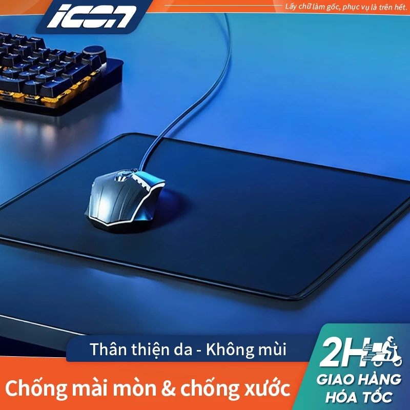 ICON Miếng lót chuột cao cấp chống trượt, viền may khóa chắc chắn - Phù hợp văn phòng & gaming