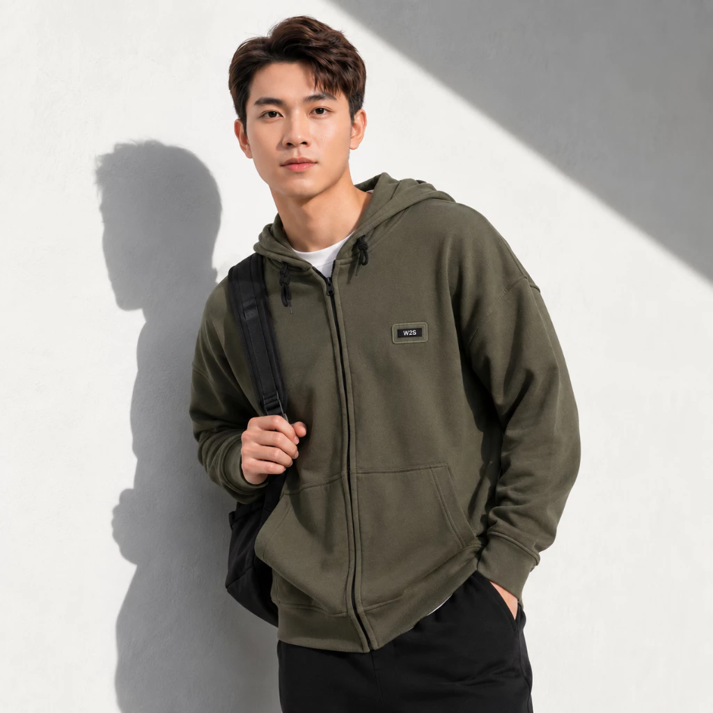 Áo Khoác Hoodie Zip Nam Wzs Tay Phồng Nón Rộng 2 Lớp Vải Nỉ Dày Dặn Chống Nắng - FAGU