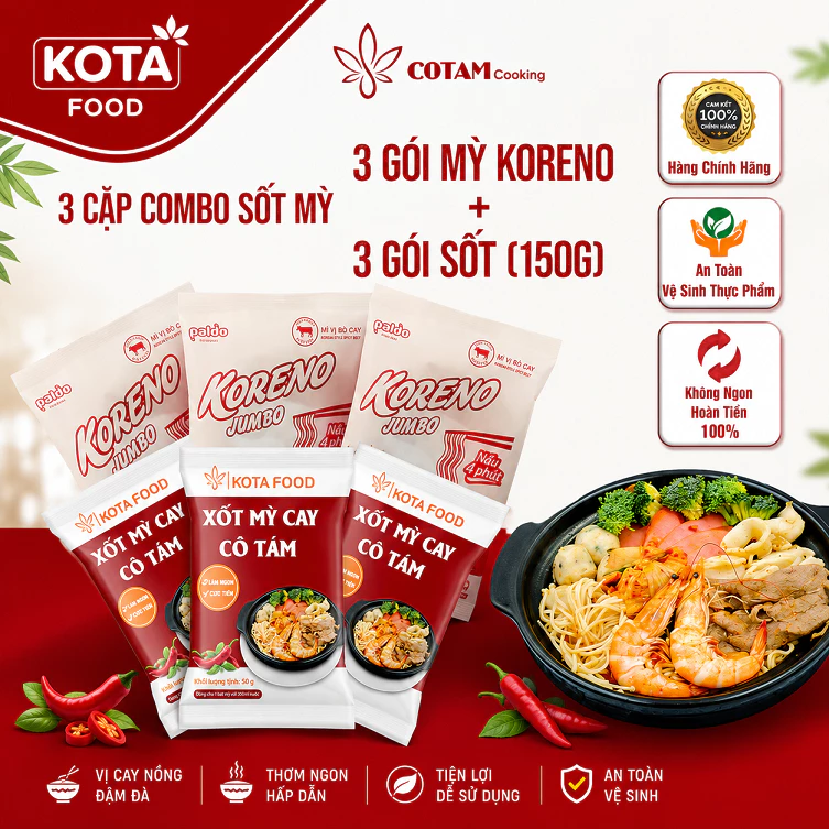 3COMBO MỲ CAY cô Tám (3 Bát Mỳ cay)
