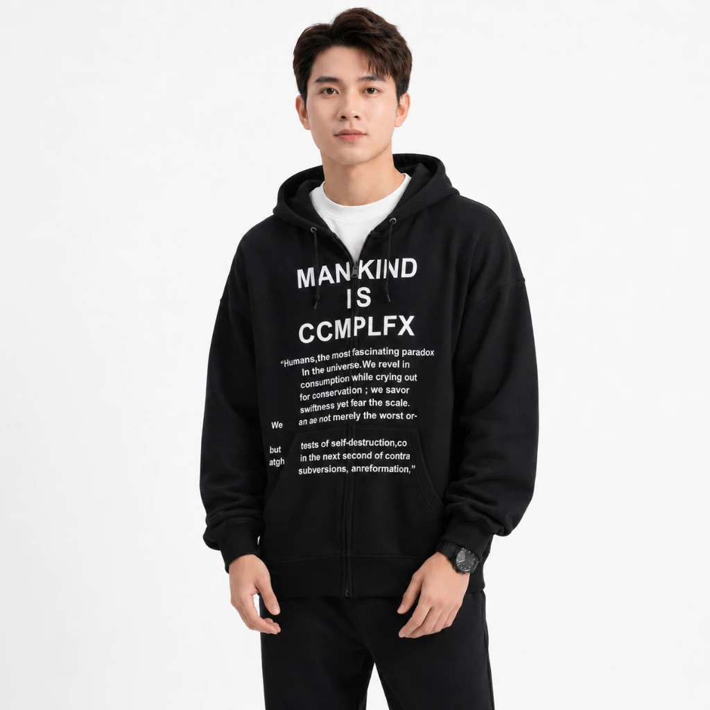 Áo Khoác Hoodie Zip Nam Mankind Tay Phồng Nón Rộng 2 Lớp Vải Nỉ Dày Dặn Chống Nắng - FAGU