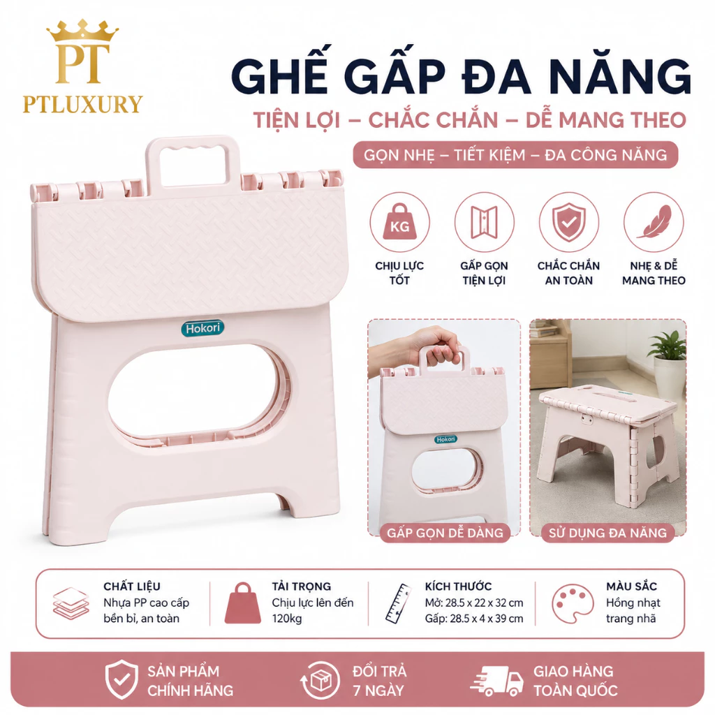 Ghế Gấp Gọn PTLUXURY Chất Liệu Nhựa Việt Nhật Mẫu Mới [ HÀNG TỐT ]